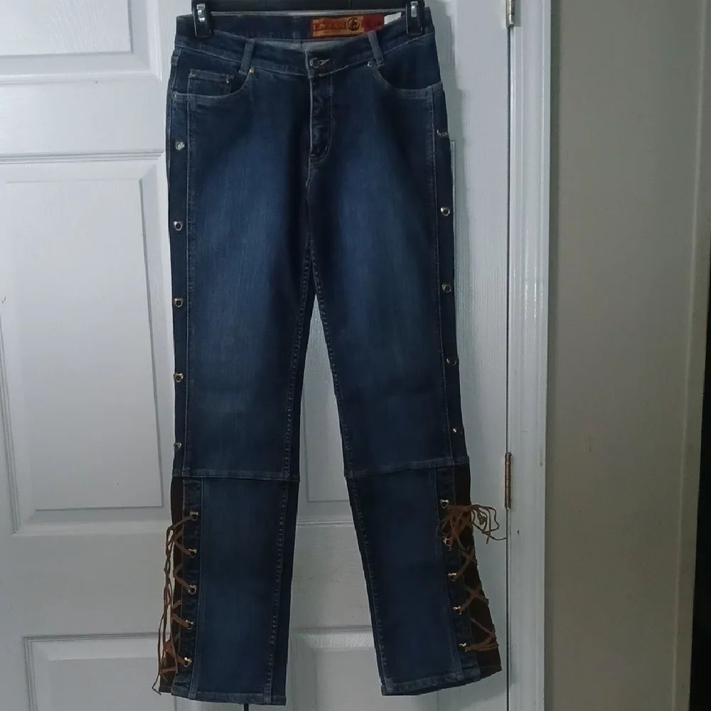 Lawman Western Jeans vintage RARE high rise lace up cowgirl jeans Sz 7  EUC
